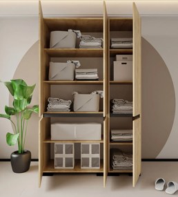 Ντουλάπα Sapphire Δρυς / Ανθρακί DREFIVE 135x52x210