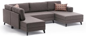 Πολυμορφικός καναπές κρεβάτι PWF-0535 pakoworld ύφασμα ανοικτό καφέ 300x202x78εκ - Ύφασμα - 071-001194