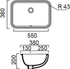 GSI Pura 7243 55x38 - Υποκαθημενος Νιπτήρας Μπανιου