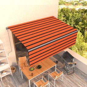 vidaXL Τέντα Συρόμενη Αυτόματη με Σκίαστρο Πορτοκαλί / Καφέ 4 x 3 μ.