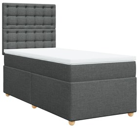 vidaXL Κρεβάτι Boxspring με Στρώμα Σκούρο Γκρι 90x200 εκ. Υφασμάτινο