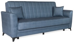 Καναπές-κρεβάτι με αποθηκευτικό χώρο τριθέσιος Anna γκρι-μπλε ύφασμα 227x85x97