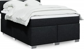 vidaXL Κρεβάτι Boxspring με Στρώμα Μαύρο 140x190 εκ. Υφασμάτινο