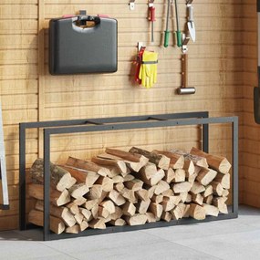 vidaXL Ράφι Καυσόξυλων Μαύρο 55x30x116 εκ. Ατσάλινο