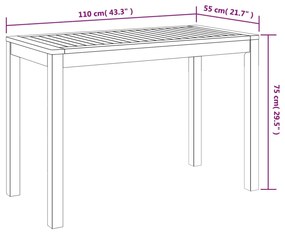 ΤΡΑΠΕΖΑΡΙΑ ΚΗΠΟΥ 110X55X75 ΕΚ. ΜΑΣΙΦ ΞΥΛΟ ΑΚΑΚΙΑΣ 366368