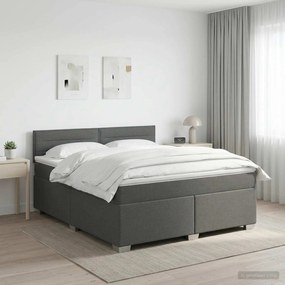 vidaXL Κρεβάτι box spring με στρώμα Σκούρο Γκρι 160 x 200 cm Ύφασμα