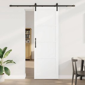 vidaXL Συρόμενη πόρτα με σετ εξαρτημάτων Λευκή 78x232 εκ. Στερεό ξύλο πεύκου