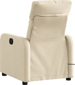 vidaXL Πολυθρόνα Μασάζ Ανακλινόμενη Κρεμ Υφασμάτινη