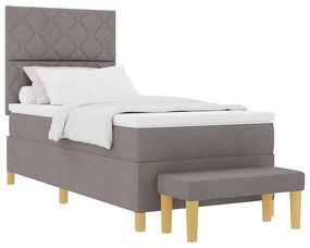 vidaXL Κρεβάτι με ελατήρια με στρώμα Taupe 100 x 200 cm ύφασμα