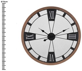 Ρολόι τοίχου Μεταλλικό/Ξύλινο, Αναλογικό με ρωμαϊκούς αριθμούς - 70x4cm