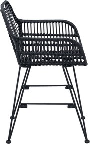 vidaXL Καρέκλα τραπεζαρίας 2 pcs Καλάμι και Σίδερο Μαύρο
