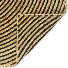 vidaXL Χαλί Φυσικό και Μαύρο 120 x 120 cm Γιούτα