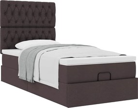 vidaXL Οθωμανικό κρεβάτι με στρώμα σκούρο καφέ 90x190cm ύφασμα