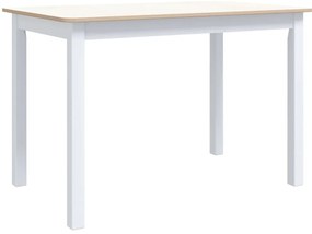 vidaXL Τραπεζαρία Λευκή/Καφέ 114x71x75 εκ Μασίφ Ξύλο Καουτσουκόδεντρου