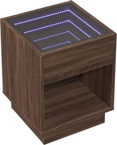vidaXL Κομοδίνο Άπειρο Φως LED Καφέ Δρυς 40x40x50 εκ.
