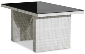Τραπέζι εξωτερικού χώρου Comfort Garden 1322, 67x85x145cm, Γκρι, Επεξεργασμένο γυαλί, Πλαστικό ψάθινο, Μέταλλο