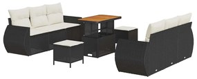 vidaXL Σετ Καναπέ Κήπου 9 pcs Μαύρο συνθετικό ρατάν