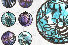 Intra απο ξύλο plywood  Χρώμα wenge 3mm-4mm πάχος - Πακέτο Fantasy Suncatcher Δίασταση 30x20 cm INTRAFABR-101226905