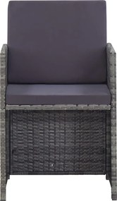 vidaXL Σετ Τραπεζαρίας Εξ. Χώρου 5 τεμ Ανθρακί Συνθ. Ρατάν/Ακακία