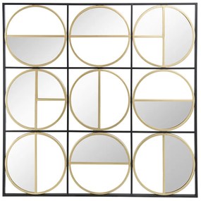 Artekko Irregular Χρυσός Μεταλλικός Καθρέπτης Τοίχου με Μαύρες Λεπτομέρειες (90.5x90.5x2)cm Artekko 83732-DS