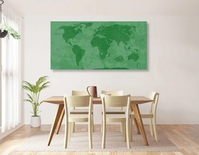 Εικόνα ενός ρουστίκ παγκόσμιου χάρτη σε πράσινο - 100x50