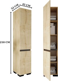 Ντουλάπι Sapphire Δρυς / Ανθρακί DREGOS 45x45x210