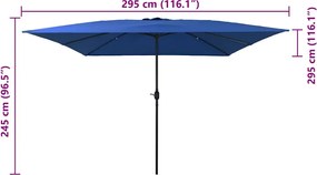vidaXL Ομπρέλα Κήπου Αζούρ μπλε 295 x 295 x 245 εκ
