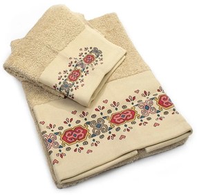 Πετσέτες Zucchi Με Στάμπα (Σετ 2τμχ) Beige DimCol Towels Set 60x110cm 100% Βαμβάκι