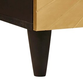 vidaXL Κομοδίνο Μαύρο και Χρυσό 50 x 33 x 60 εκ Μασίφ ξύλο μάνγκο