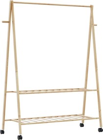vidaXL Ράφι ρούχων με ράφια και ρόδες 132x45,5x155,5 εκ.Μπαμπού