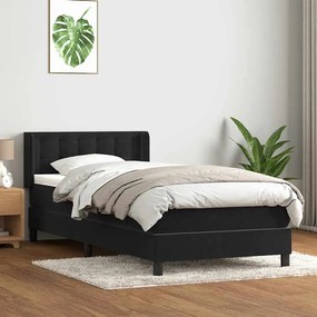 Box Spring Κρεβάτι με στρώμα Μαύρο 80x210 εκ. Βελούδινο