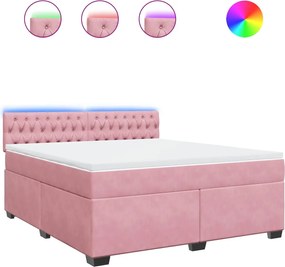 vidaXL Κρεβάτι Boxspring με Στρώμα Ροζ 180x200 εκ. Βελούδινο