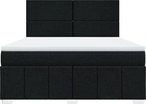 vidaXL Κρεβάτι Boxspring με Στρώμα Μαύρο 180x200 εκ. Υφασμάτινο