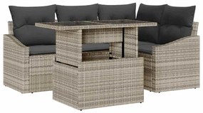 vidaXL Σετ Καναπέ Κήπου με μαξιλάρι 5 pcs Μπεζ Γκρι 100 x 55 x 73 εκ