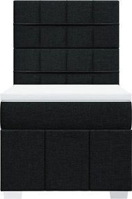 vidaXL Κρεβάτι Boxspring με Στρώμα Μαύρο 90x190 εκ.Υφασμάτινο