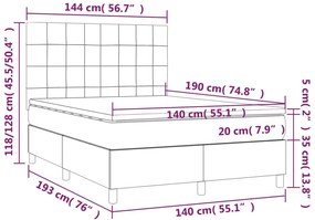 vidaXL Κρεβάτι Boxspring με Στρώμα Σκούρο Γκρι 140x190 εκ. Υφασμάτινο