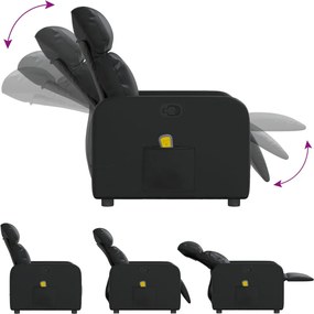 vidaXL Πολυθρόνα Μασάζ Ανακλινόμενη Μαύρη από Συνθετικό Δέρμα