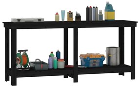 vidaXL Πάγκος Εργασίας Μαύρος 180x50x80 εκ. από Μασίφ Ξύλο Πεύκου
