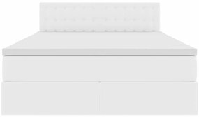 vidaXL Κρεβάτι Αποθήκης Καθαρό Λευκό 140 x 200 cm Τεχνητό Δέρμα
