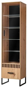 Βιτρίνα Akron P102, Μαύρο, Artisan βελανιδιά, Με συρτάρια, Με πόρτες, 196x50x40cm, 47 kg | Epipla1.gr