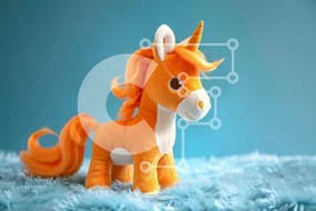 Intra Συλλεκτικό Ξύλινο Παζλ Plywood 4mm - Πορτοκαλί βελούδινο παιχνίδι μονόκερος Σε Ξύλινο Κουτί - Διαστάσεις: 10x10 cm – 25 κομμάτια