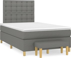 vidaXL Κρεβάτι Boxspring με Στρώμα Σκούρο Γκρι 120x190 εκ Υφασμάτινο