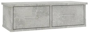 Ράφι Τοίχου με Συρτάρια Γκρι Σκυροδ. 60x26x18,5 εκ. Επεξ. Ξύλο - Γκρι