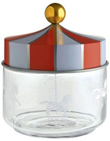 Βάζο Αποθήκευσης Circus MW30/50 500ml Γυάλινο Με Καπάκι White-Red Alessi Metal, Glass