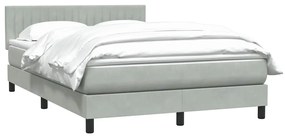 vidaXL Κρεβάτι Boxspring με Στρώμα Ανοιχτό Γκρι 160x220 εκ. Βελούδινο