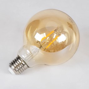 GloboStar 99039 LED Long Filament Bulb E27 G95 Globe 4W 350lm 360° AC 220-240V IP20 D9.5 x H13.5cm Ultra Θερμό Λευκό 2200K με Μελί Γυαλί - Dimmable - 3 Years Warranty