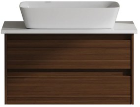 Έπιπλο Μπάνιου Πάγκος Με Νιπτήρα Evelyn Top 80 S3BEVET080BR 80x47cm Brown-White Ξύλο,Πορσελάνη