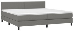 vidaXL Κρεβάτι Boxspring με Στρώμα &amp; LED Σκ.Γκρι 200x200εκ. Υφασμάτινο