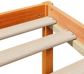 Κρεβάτι Βιβλιοθήκη Χωρίς Στρώμα 120x190 εκ Μασίφ Ξύλο Πεύκου - Καφέ