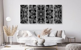 Εικόνα 5 μερών υπνωτικό Mandala σε ασπρόμαυρο - 100x50